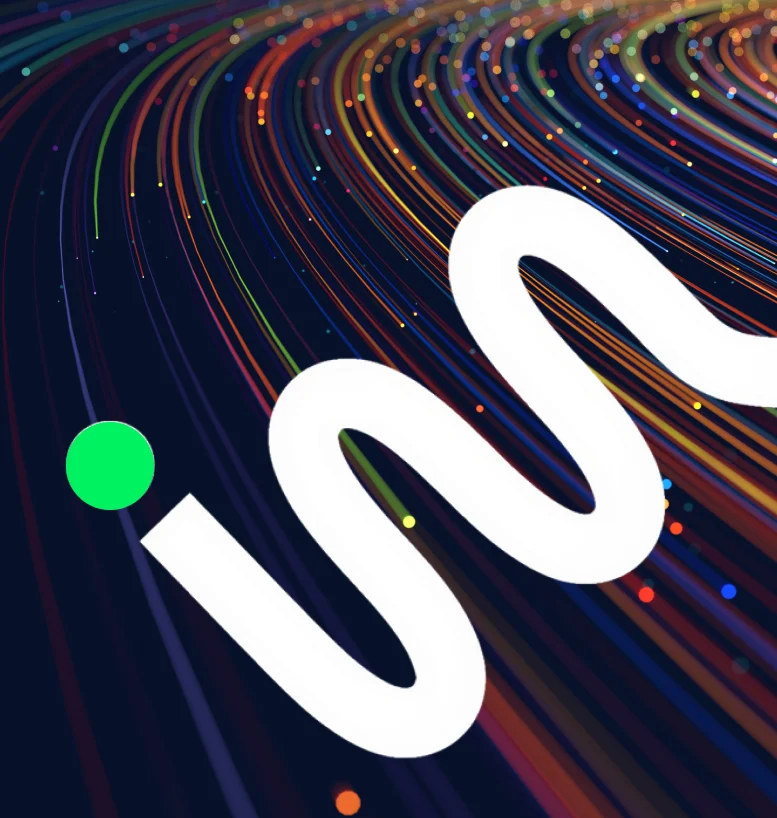 An image with multiple coloured, curved lines appearing to move at speed, along with the Innovation Grant Mentoring logo symbolding speed and performance